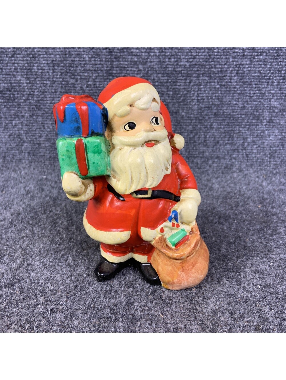 Vintage 5 3/4" Ceramic Santa Claus Coin Bank Festive Christmas Collectible